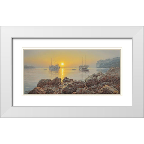 Sunrise White Modern Wood Framed Art Print with Double Matting by Adamov, Alexey