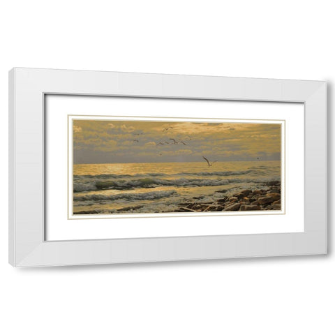 Warm Sea II White Modern Wood Framed Art Print with Double Matting by Adamov, Alexey
