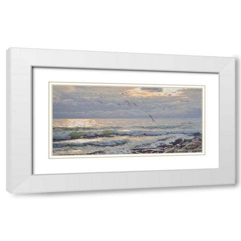 Warm Sea I White Modern Wood Framed Art Print with Double Matting by Adamov, Alexey