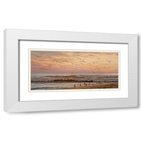 Seagulls  White Modern Wood Framed Art Print with Double Matting by Adamov, Alexey
