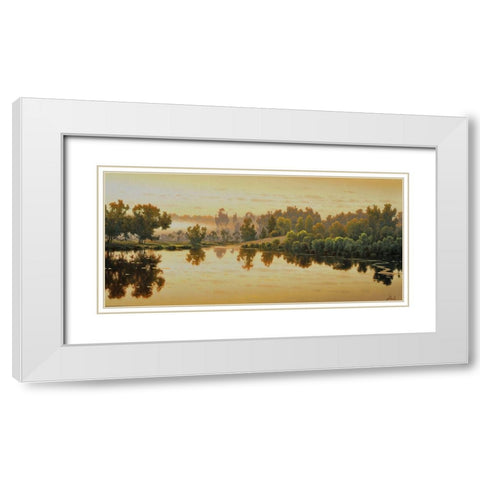 Warm Sunrise White Modern Wood Framed Art Print with Double Matting by Adamov, Alexey