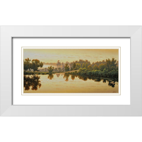 Warm Sunrise White Modern Wood Framed Art Print with Double Matting by Adamov, Alexey