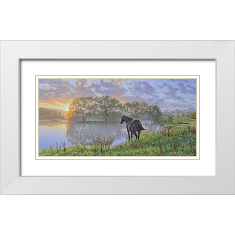 Sunrise White Modern Wood Framed Art Print with Double Matting by Adamov, Alexey