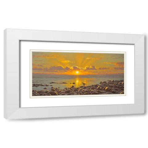 Evening by the Sea White Modern Wood Framed Art Print with Double Matting by Adamov, Alexey
