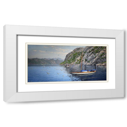 Drive by the Rocks White Modern Wood Framed Art Print with Double Matting by Adamov, Alexey