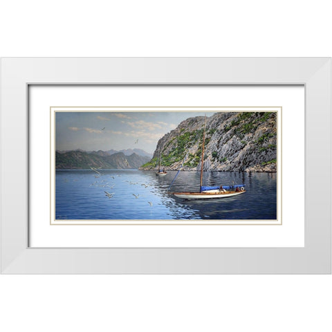 Drive by the Rocks White Modern Wood Framed Art Print with Double Matting by Adamov, Alexey