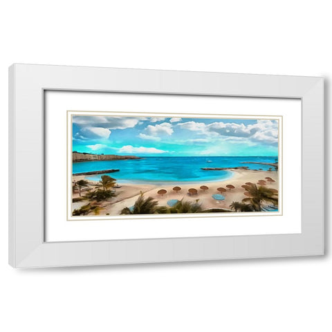 The Beach III White Modern Wood Framed Art Print with Double Matting by Medeiros, Celito