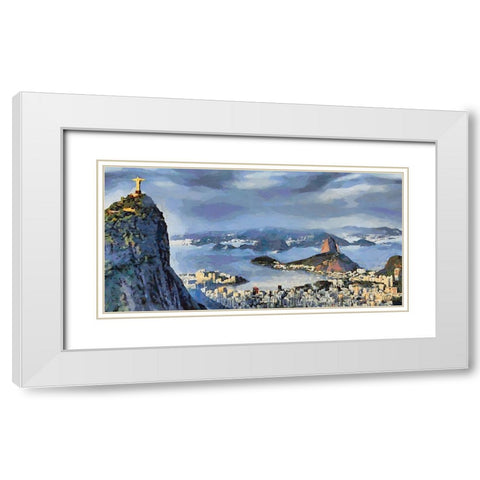 Rio View White Modern Wood Framed Art Print with Double Matting by Medeiros, Celito