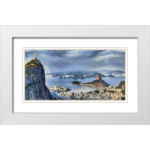 Rio View White Modern Wood Framed Art Print with Double Matting by Medeiros, Celito