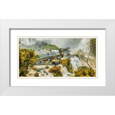 Iguazu Watterfalls I White Modern Wood Framed Art Print with Double Matting by Medeiros, Celito
