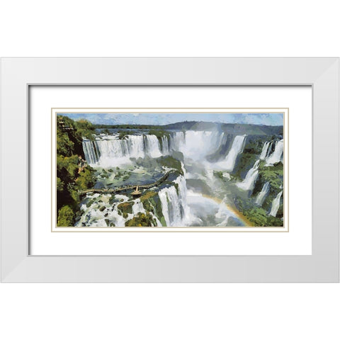 Iguazu Watterfalls III White Modern Wood Framed Art Print with Double Matting by Medeiros, Celito