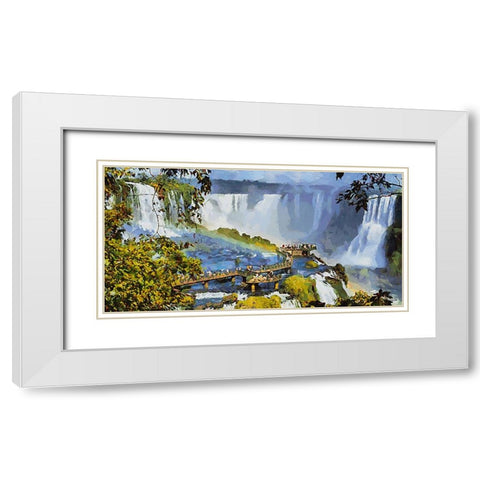 Iguazu Watterfalls IV White Modern Wood Framed Art Print with Double Matting by Medeiros, Celito