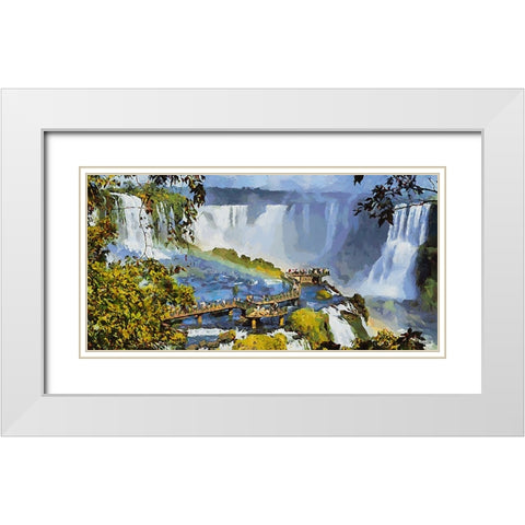 Iguazu Watterfalls IV White Modern Wood Framed Art Print with Double Matting by Medeiros, Celito