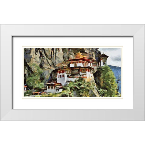 An Asian Monastery White Modern Wood Framed Art Print with Double Matting by Medeiros, Celito