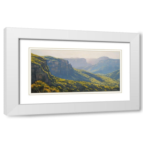 Govetts Leap Blue Mountains White Modern Wood Framed Art Print with Double Matting by Gercken, Graham