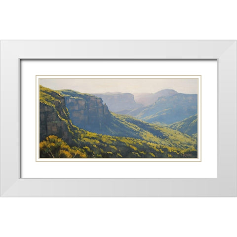 Govetts Leap Blue Mountains White Modern Wood Framed Art Print with Double Matting by Gercken, Graham