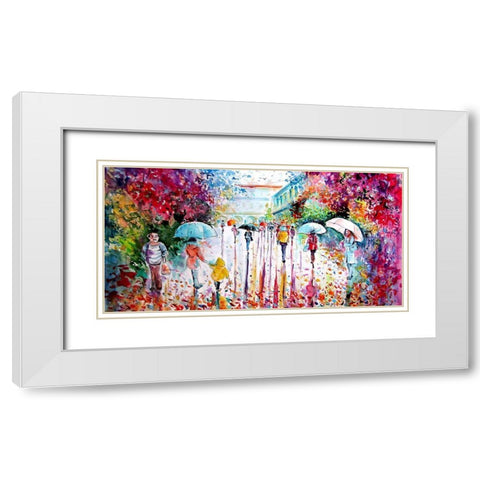 Colorful Fall in the City White Modern Wood Framed Art Print with Double Matting by Kovacs, Anna Brigite