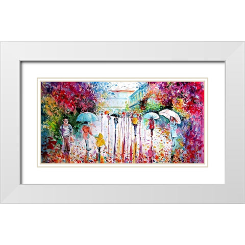 Colorful Fall in the City White Modern Wood Framed Art Print with Double Matting by Kovacs, Anna Brigite