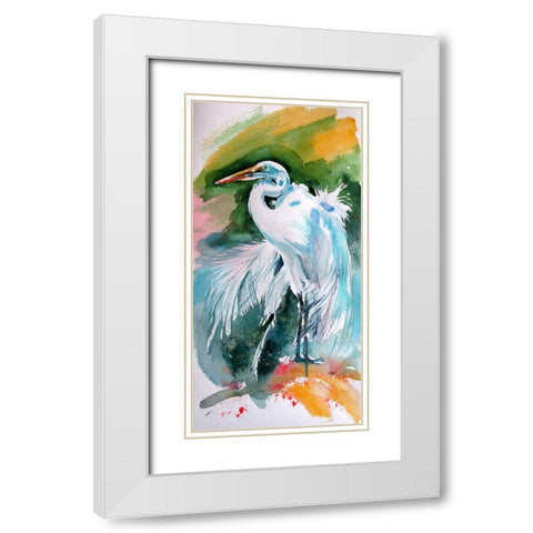 White Bird White Modern Wood Framed Art Print with Double Matting by Kovacs, Anna Brigite