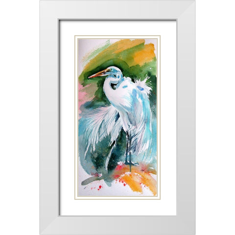 White Bird White Modern Wood Framed Art Print with Double Matting by Kovacs, Anna Brigite