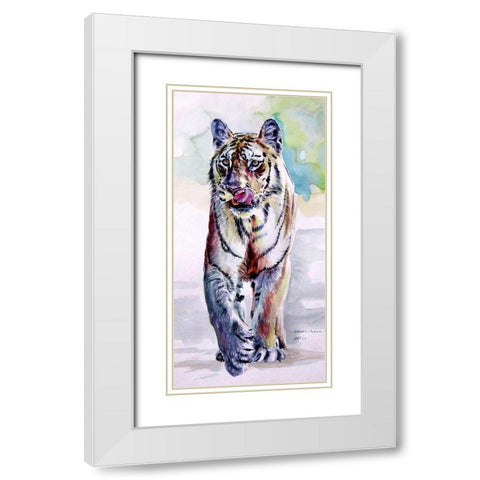 Tiger White Modern Wood Framed Art Print with Double Matting by Kovacs, Anna Brigite