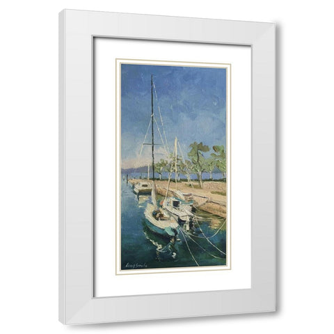 A Small Harbour in Italy White Modern Wood Framed Art Print with Double Matting by Strube, Ling