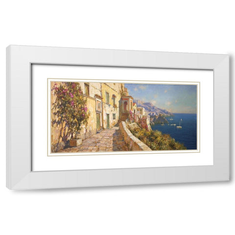 Dark blue Sea by Amalfi White Modern Wood Framed Art Print with Double Matting by Obuchovsky, Yury