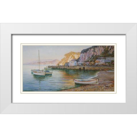 Evening on Capri White Modern Wood Framed Art Print with Double Matting by Obuchovsky, Yury