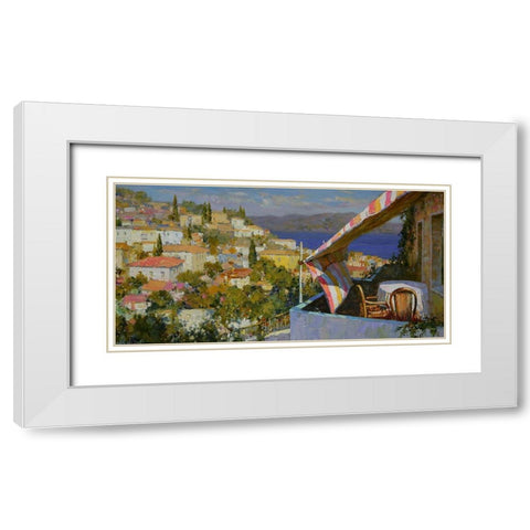 Town by the Sea White Modern Wood Framed Art Print with Double Matting by Obuchovsky, Yury