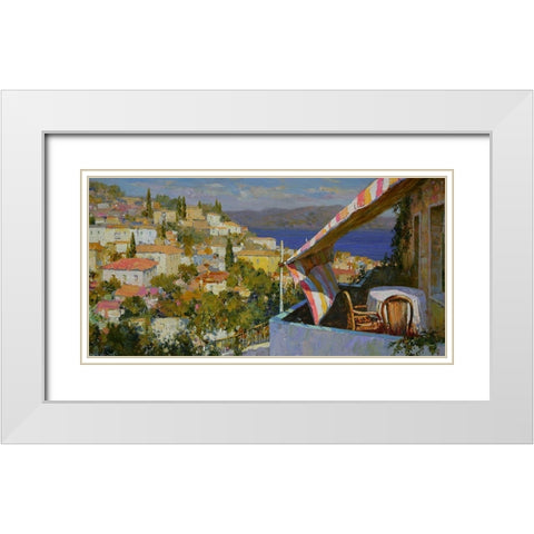Town by the Sea White Modern Wood Framed Art Print with Double Matting by Obuchovsky, Yury