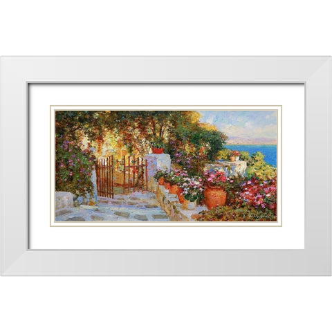Flowers above the Sea White Modern Wood Framed Art Print with Double Matting by Obuchovsky, Yury