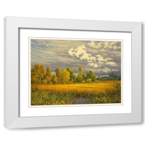Clouds in Summer White Modern Wood Framed Art Print with Double Matting by Adamov, Alexey