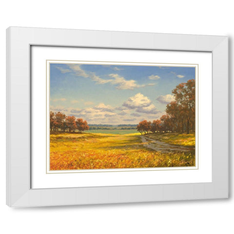 Autumn Field White Modern Wood Framed Art Print with Double Matting by Adamov, Alexey