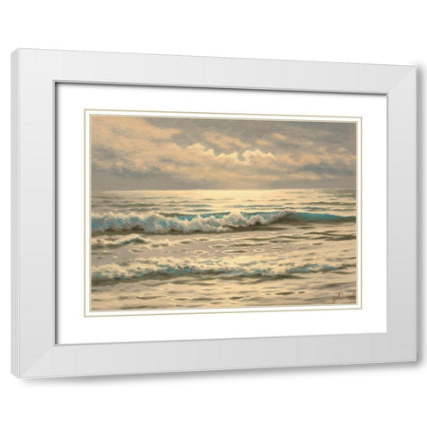 Just Waves White Modern Wood Framed Art Print with Double Matting by Adamov, Alexey