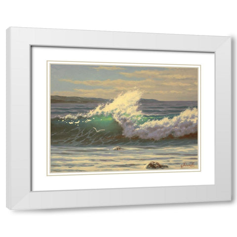 Big Wave White Modern Wood Framed Art Print with Double Matting by Adamov, Alexey