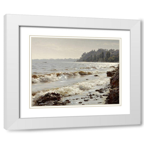 Sunshine Surf White Modern Wood Framed Art Print with Double Matting by Adamov, Alexey