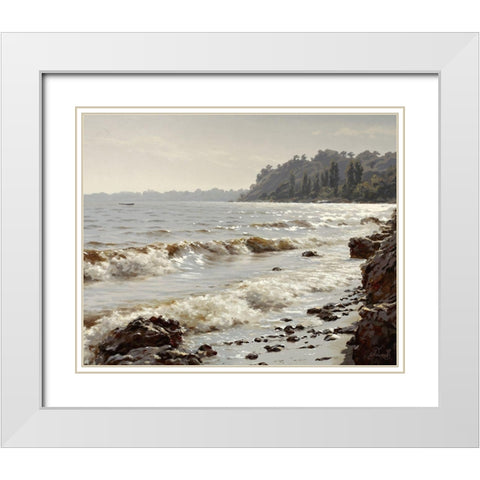 Sunshine Surf White Modern Wood Framed Art Print with Double Matting by Adamov, Alexey