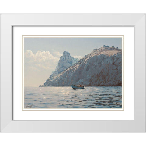 Ride by the Rocks White Modern Wood Framed Art Print with Double Matting by Adamov, Alexey