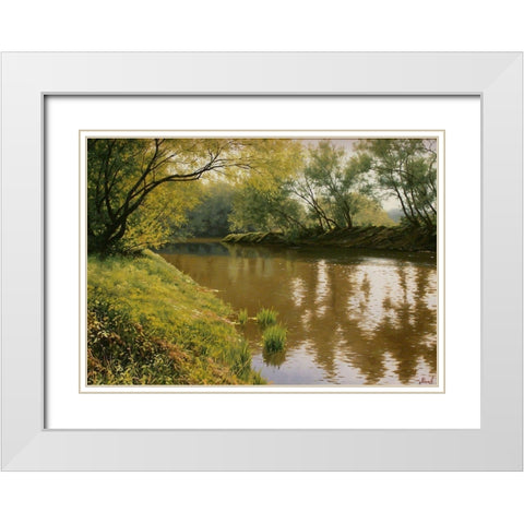Sunshine Day White Modern Wood Framed Art Print with Double Matting by Adamov, Alexey