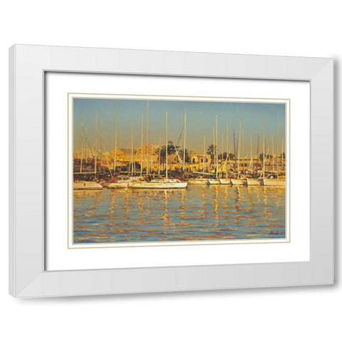 Sunshine Port White Modern Wood Framed Art Print with Double Matting by Adamov, Alexey