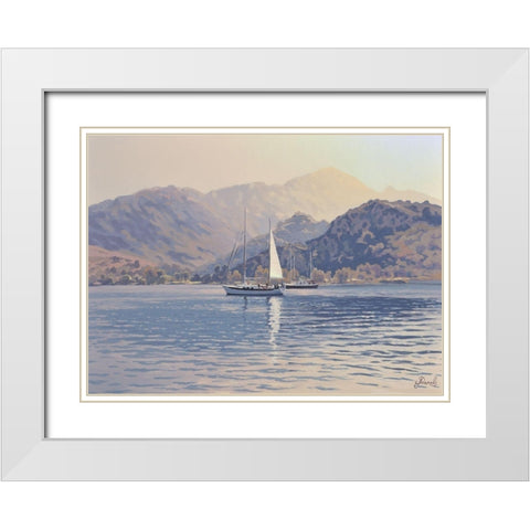 By warm Shore White Modern Wood Framed Art Print with Double Matting by Adamov, Alexey