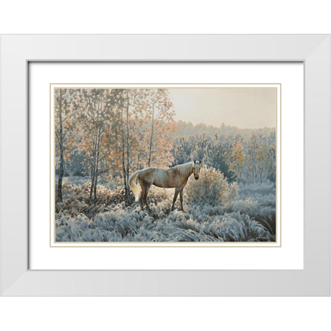 Winter Morning White Modern Wood Framed Art Print with Double Matting by Adamov, Alexey