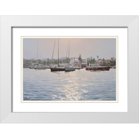 The Port in Croatia White Modern Wood Framed Art Print with Double Matting by Adamov, Alexey