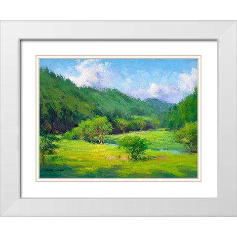 Summer Greens White Modern Wood Framed Art Print with Double Matting by Chaney, Alan