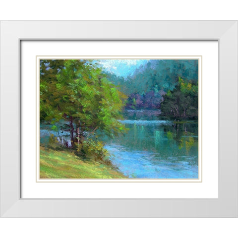 Blue River White Modern Wood Framed Art Print with Double Matting by Chaney, Alan