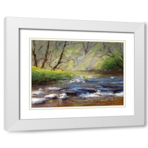 Evening River White Modern Wood Framed Art Print with Double Matting by Chaney, Alan
