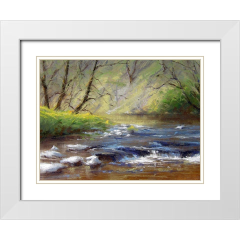 Evening River White Modern Wood Framed Art Print with Double Matting by Chaney, Alan