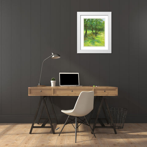 Hedgerow Trees White Modern Wood Framed Art Print with Double Matting by Chaney, Alan