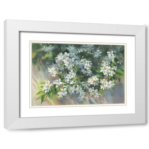 Jasmin Branch on the Fence White Modern Wood Framed Art Print with Double Matting by Besedina, Anastasiia