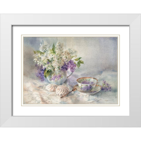 Tea with Lilac White Modern Wood Framed Art Print with Double Matting by Besedina, Anastasiia